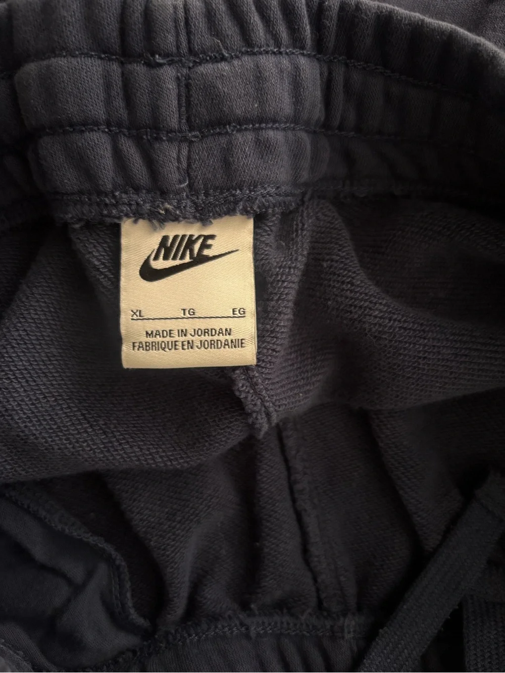 Nike Navy Blue Fleece Shorts with White Embroidered Swoosh
